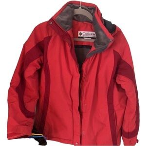 RED Women's Columbia Hooded Winter Ski Jacket  Size S/M Waterproof
